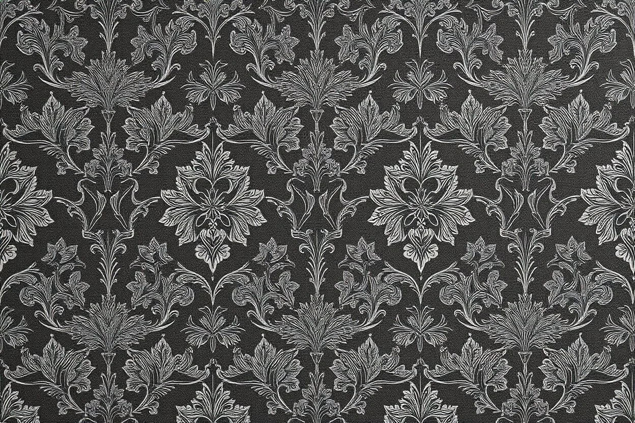 a pattern for residential wallpaper , fine detail, organic, monochromatic