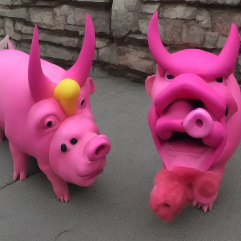 demon pig fire hell pink normal cartoon horns four legs one