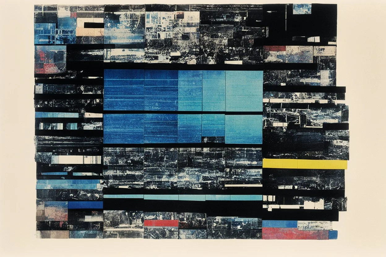 [Shattered Image by multiple bands of collage, distorted colours, double exposed: The Electronic Revolution by William S. Burroughs (1970)] B
