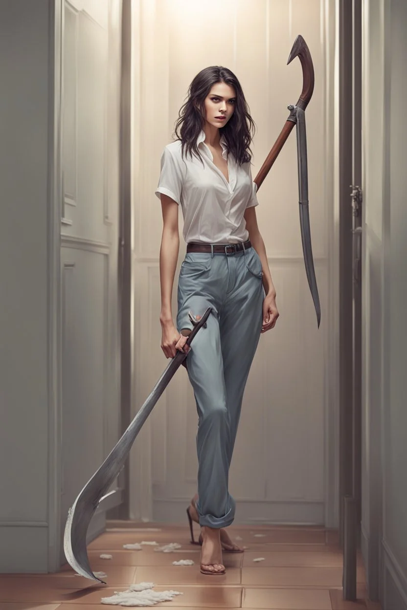 Dahlia walked with her scythe to her apartment, she got undressed and took a shower. Afterwards, she put on a pair of loose cotton pants and a tight shirt.