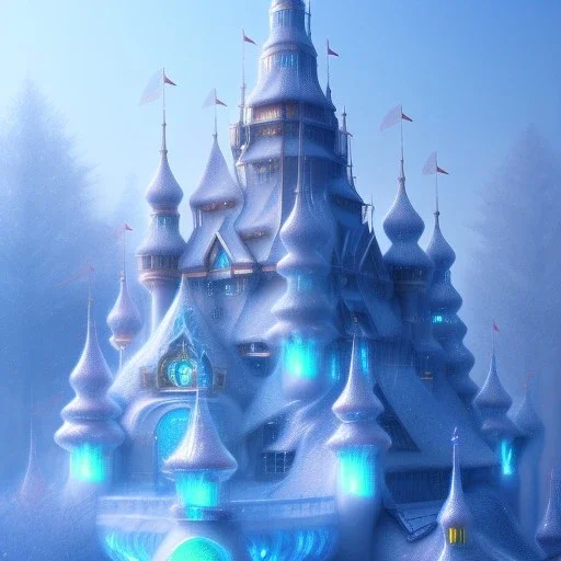 ice kingdom digital painting,a crystal - clear ice, majestic, ice fractal palace, zoom in ,realistic fantasy photograph hyper detailed, artstation, concept art