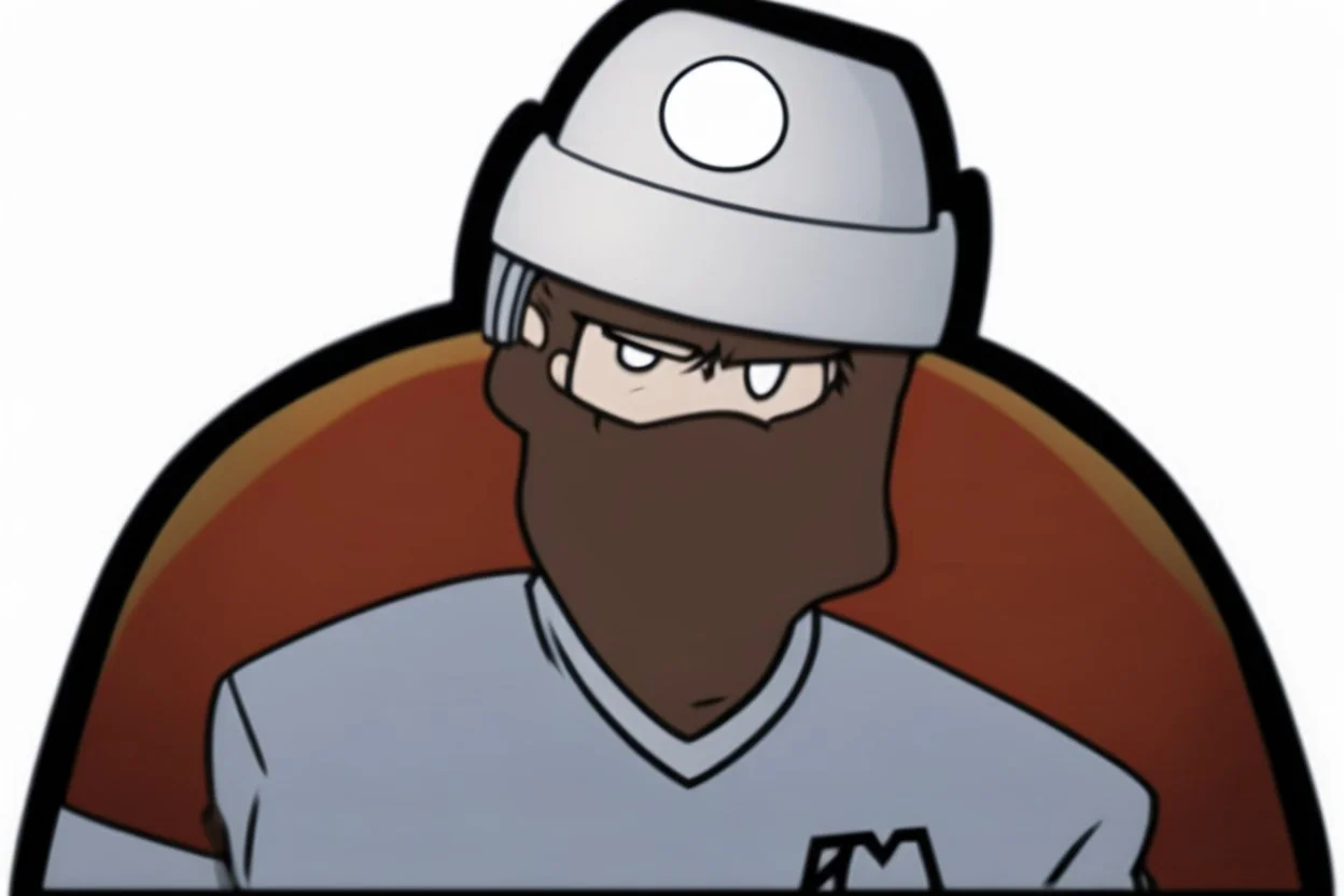 Calvin and Hobbs cartoon of an angry pouting with head down wearing a hockey helmet, line art cartoon