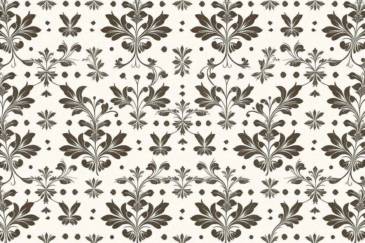 a pattern for residential wallpaper , fine detail, organic, monochromatic