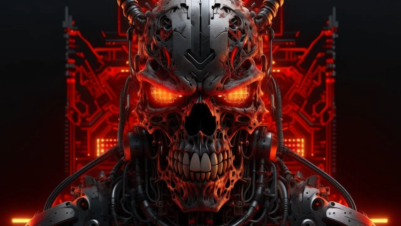 4k full realism full details full details logo demon cyberpunk terminator firestarter hardrock emission radio