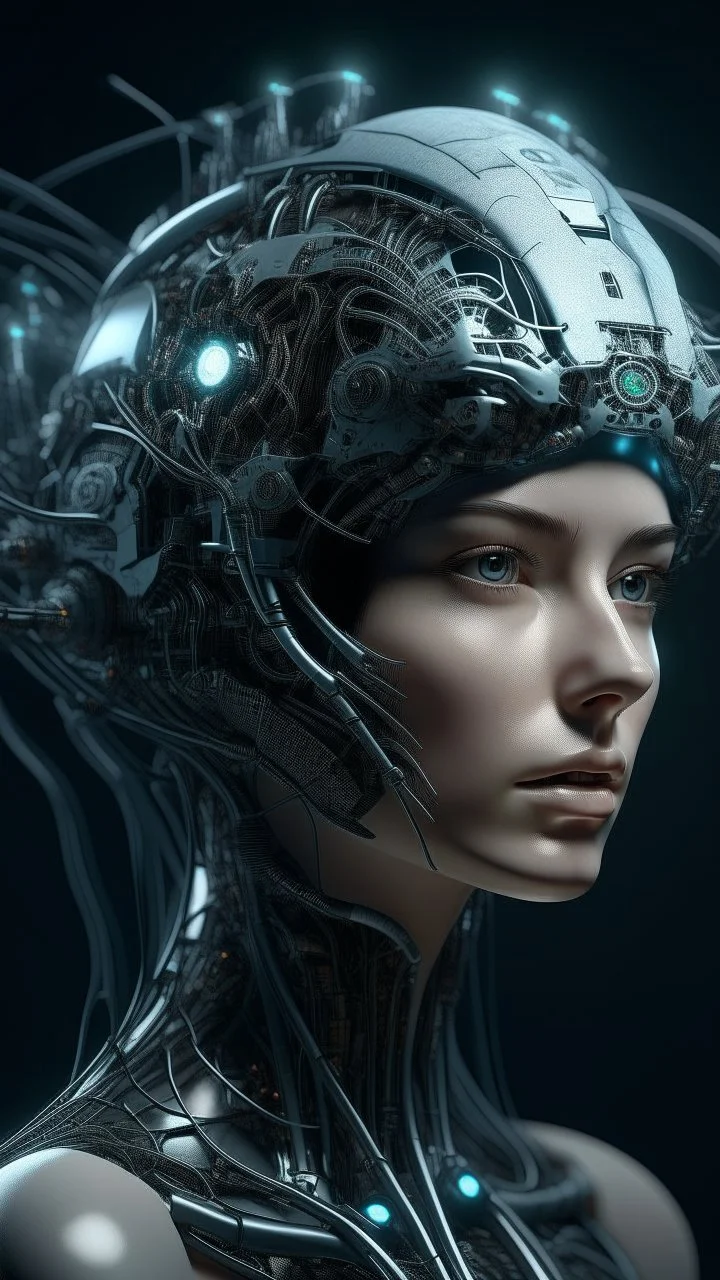 Cybernetic engineer conceiving and constructing fantastical cybernetic creations that redefine the laws of nature, portrait shot