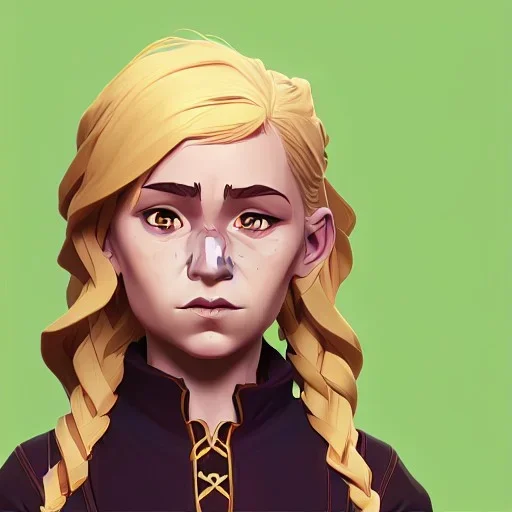 Portrait of a sweet 10 year old witch girl with blonde curly hair