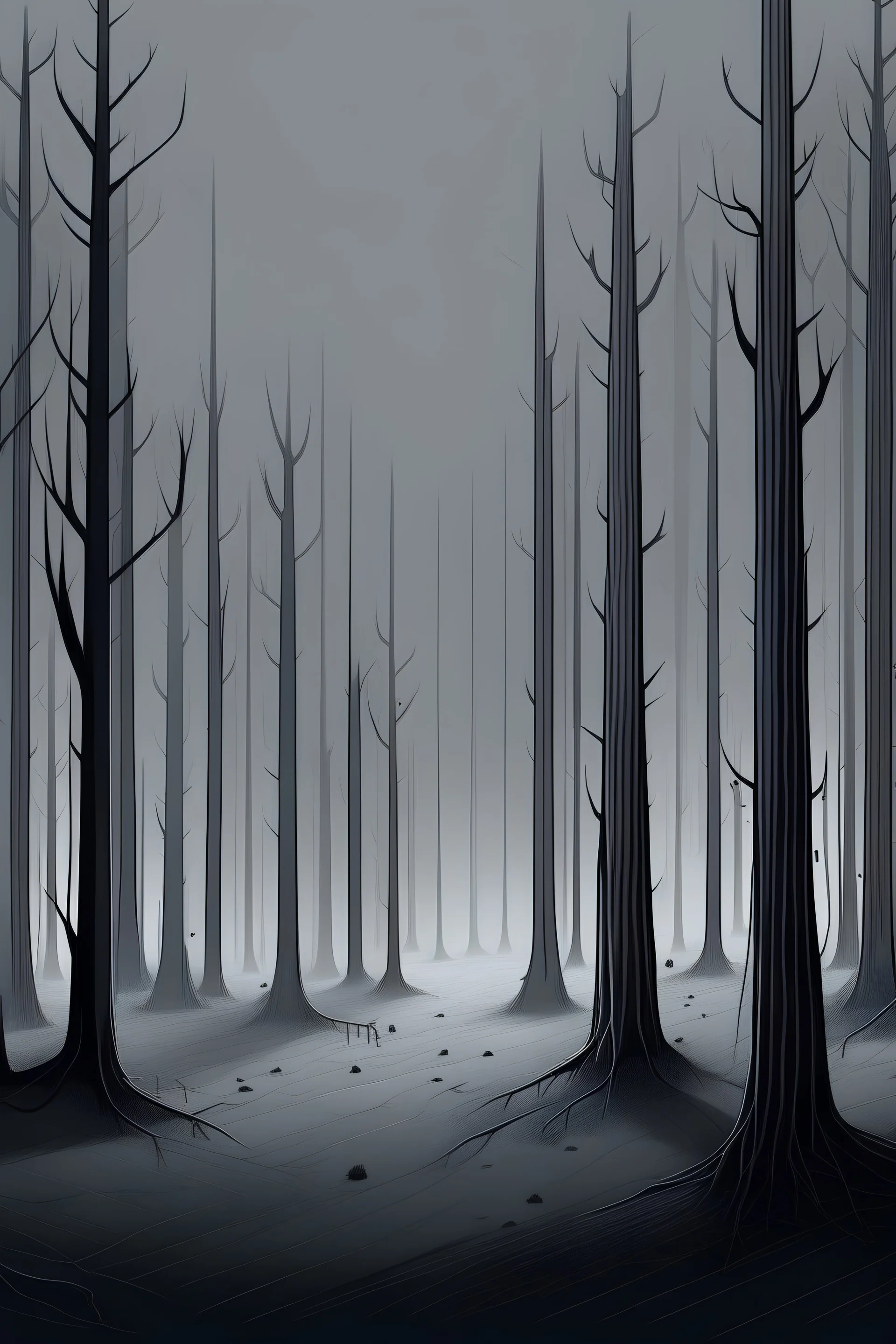 un bosque gris y triste