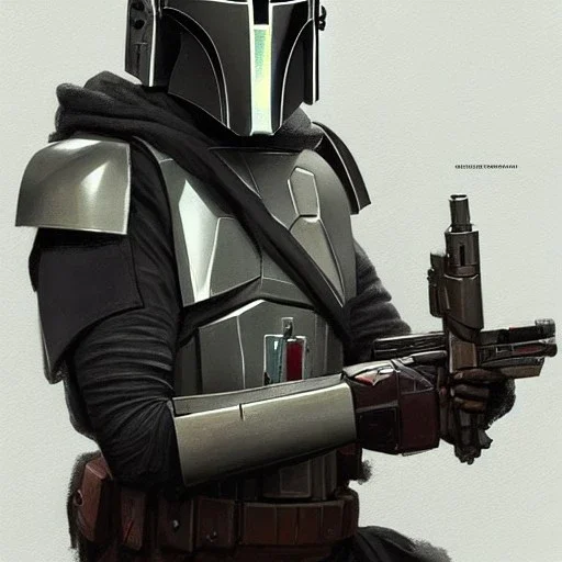 portrait of a young mandalorian bounty hunter from star wars expanded universe by greg rutkowski, highly detailed portrait, digital painting, artstation, concept art, smooth, sharp foccus ilustration,