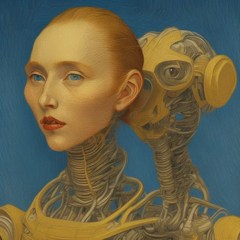 Portrait de femme robot par Van Gogh