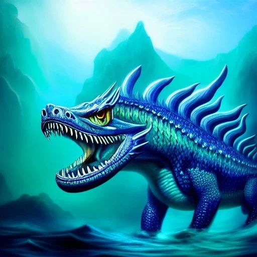 ultra detailed fullbody portrait of Leviathan the dragon of the sea underwater, extremely detailed digital painting, intrincate, extremely detailed face,crystal clear Big eyes, in the style of rafael sanzio, mystical colors , perfectly centered image, perfect composition, rim light, beautiful lighting, 8k, stunning scene, raytracing