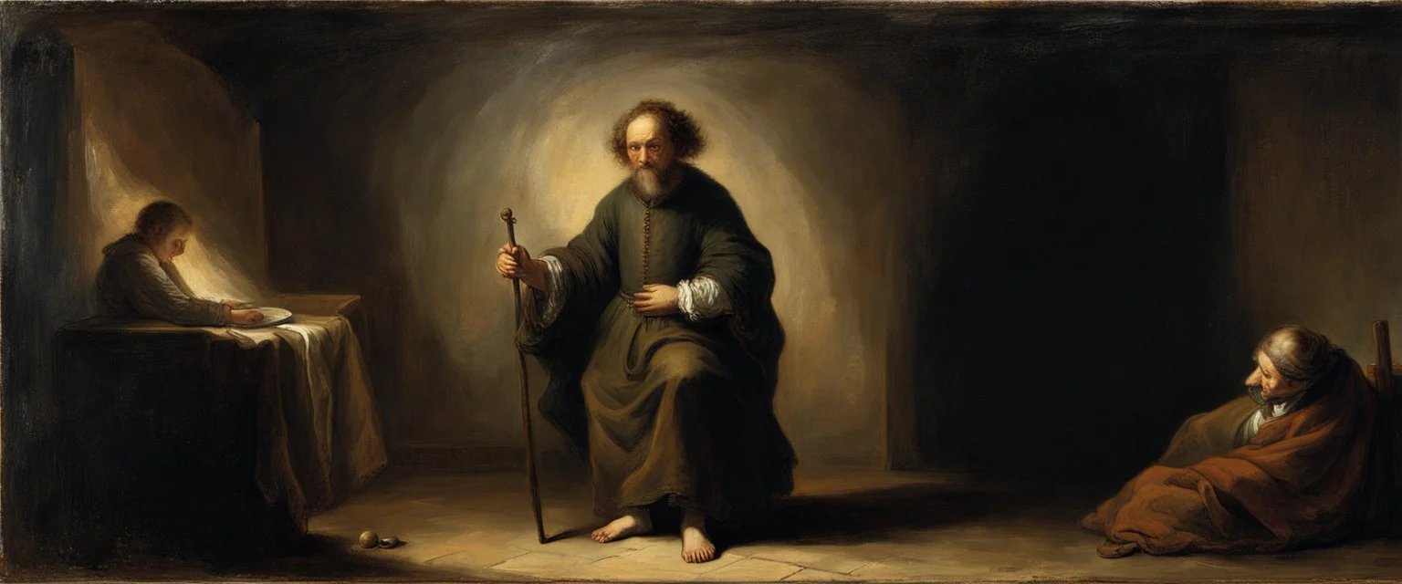 master oil painting by Rembrandt,The truths you seek are yours alone to keep. I am but echo, shadow, whispered name— You are the one who plays the greater game. The gods of old still hunger in the void, But you, Klein Moretti, cannot be destroyed. Not wholly. Not while one soul calls you friend, Not while this story races toward its end.