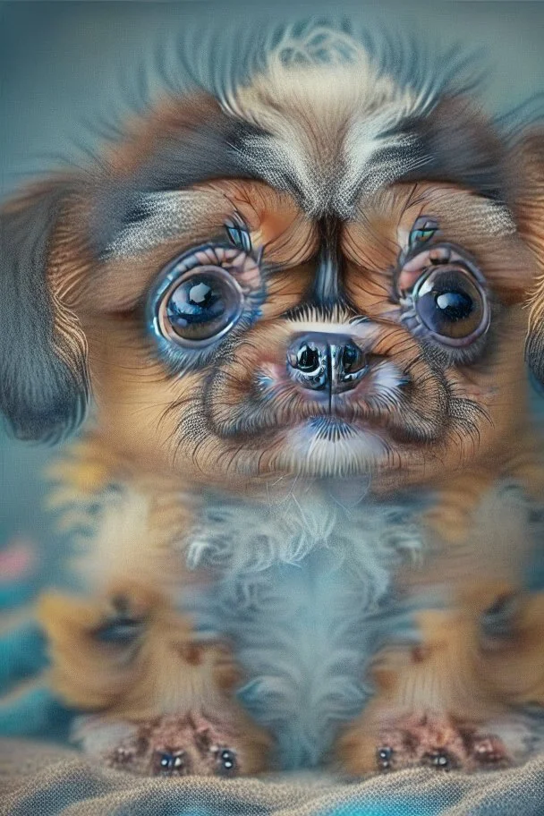 Unimaginably cute and fuzzy puppy with big eyes