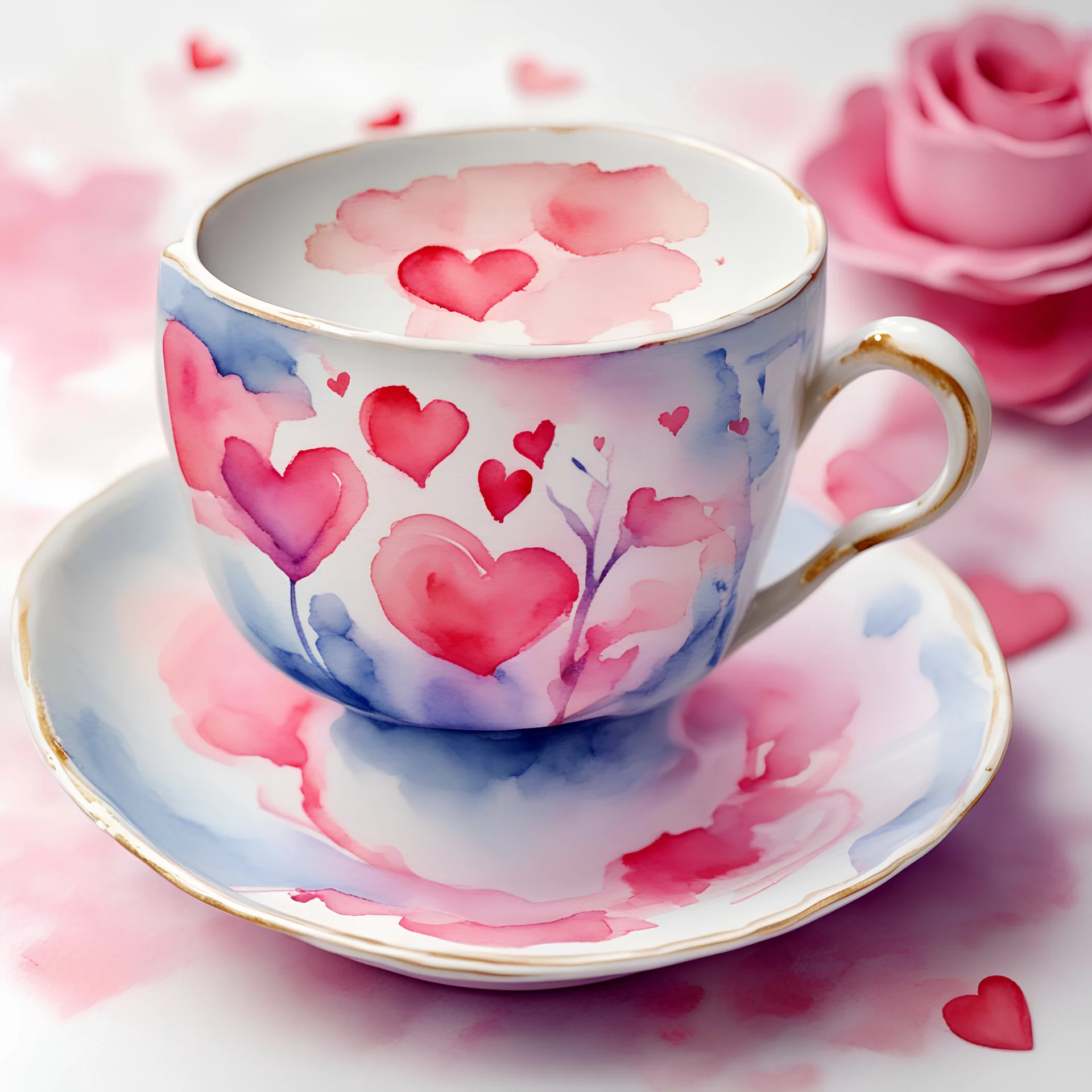 Watercolor Valentine Teacup