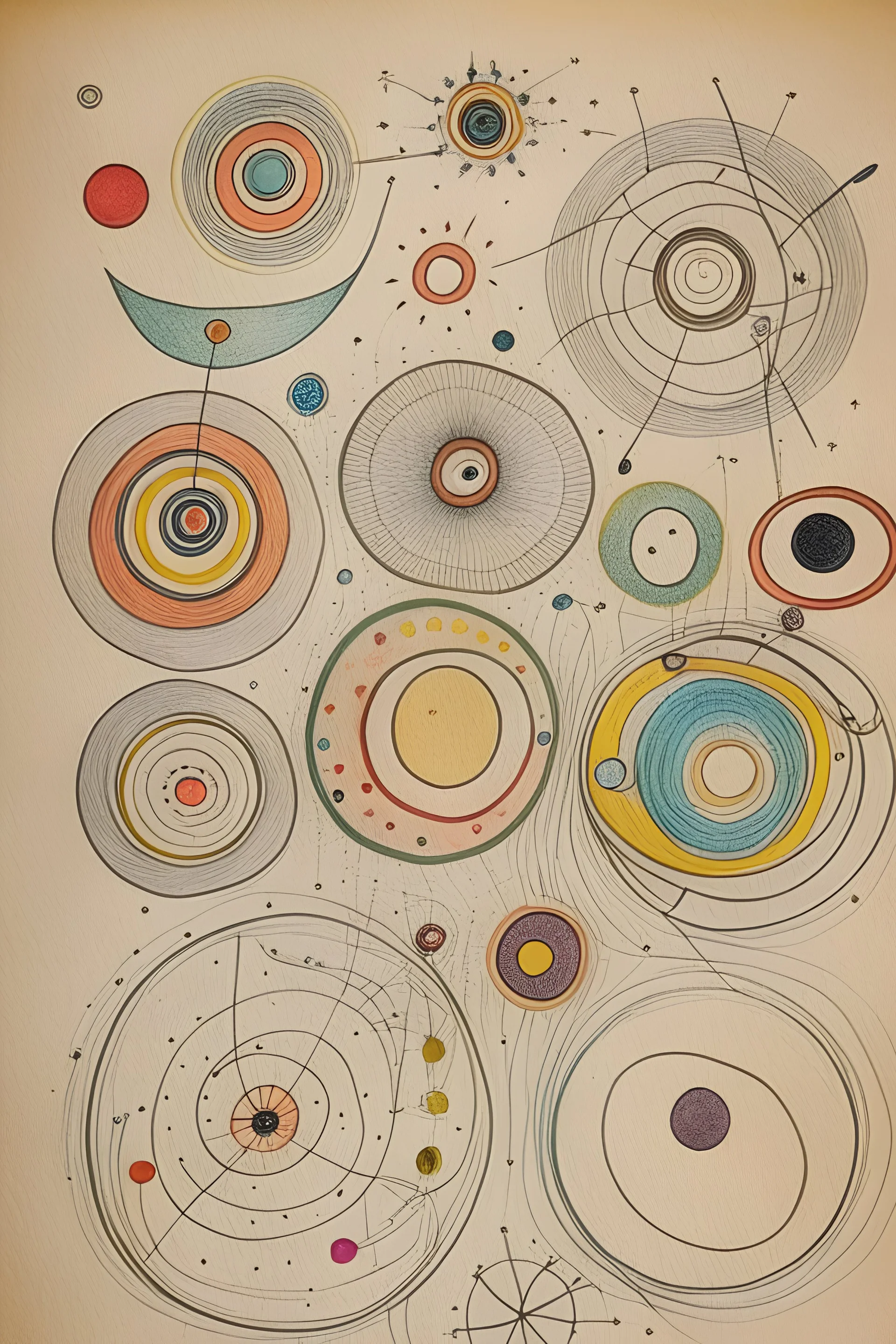 Detailed Kandinsky circles with Sketchy pencil outlines