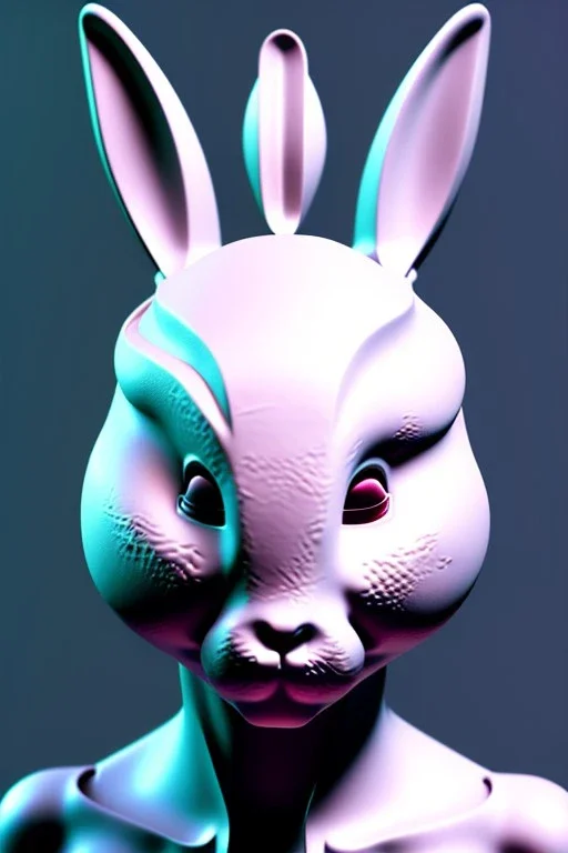 Portrait Sweet ceramics Rabbit mask, natural body, color background, photo studio, unreal engine 5, concept art, ray tracing, lumen lighting, ultra detail, volumetric lighting, 3d.