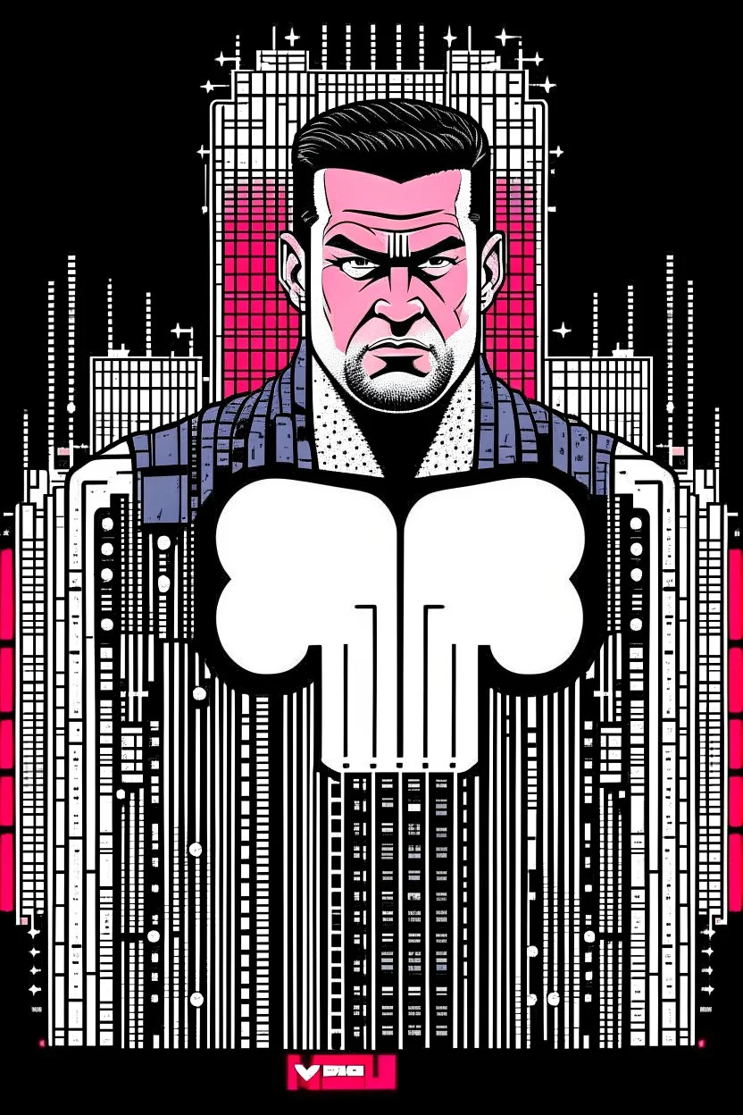 punisher sku;; elon musk in the style of Hiroshi Nagai