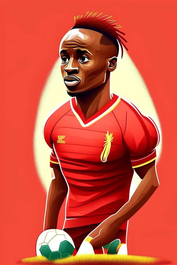 Sadio Mane football player 2d cartoon