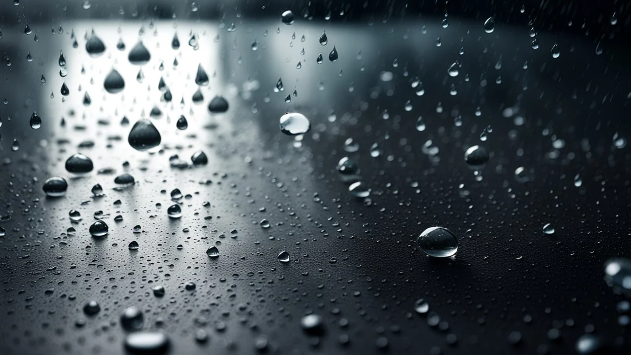 Hyper Realistic Rain Drops & Droplets Texture on Glass with dramatic & cinematic ambiance