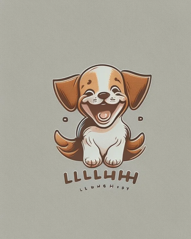 Laughing little puppy logo design Laughing little puppy logo design