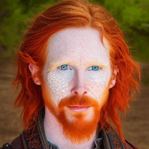 Portrait of Courtney Gains as a ruggedly handsome but joyful roguish pirate, charismatic, attractive male, masculine, perfect, precisely detailed, lightly freckled face, unblemished, flawless skin; meticulously detailed multi-hued ginger carrot colored cherry fire red hair; Malachai of the corn; fantasy, intricate, elegant, highly detailed, digital painting, artstation, concept art, matte, sharp focus, illustration, art by artgerm and greg rutkowski and alphonse mucha