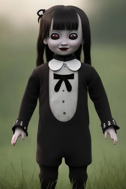 Wednesday Addams toddler, full body, jump, bokeh, hyper realistic