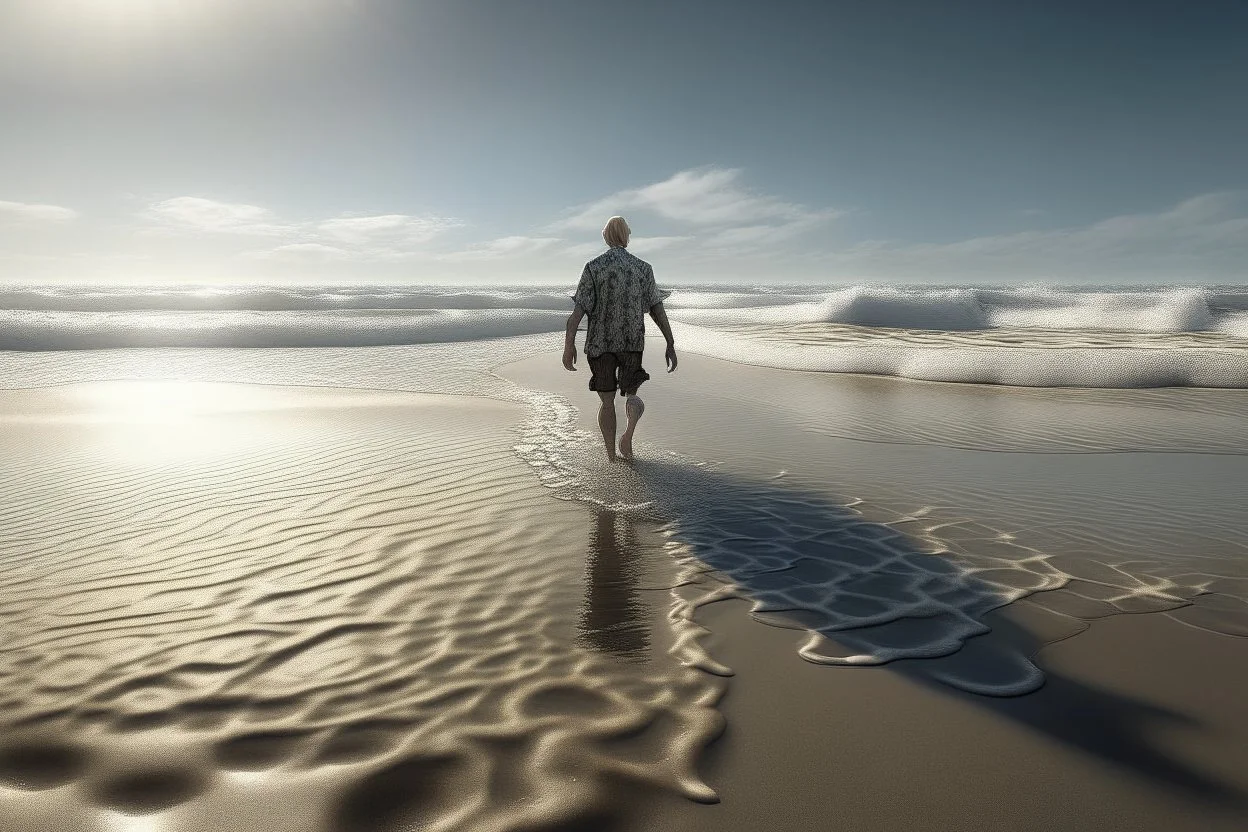 extremely detailed realistic photograph of a person on the beach