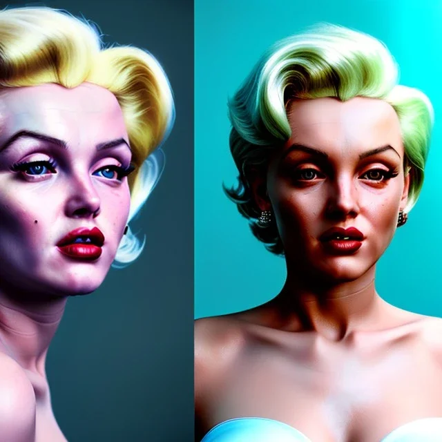 Realistic image portrait, waist up view, blonde woman, sweet Marylin Monroe face, pop style, shave hair, glow eyes, classic super hero dress, highly detailed, unreal engine 5, ray tracing, RTX, lumen lighting, ultra detail, volumetric lighting, 3d, finely drawn, high definition, high resolution.