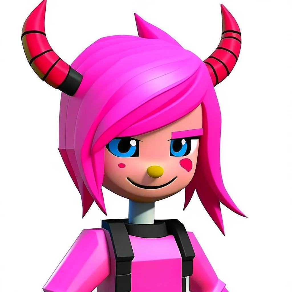 ROBLOX character pink hair with horns