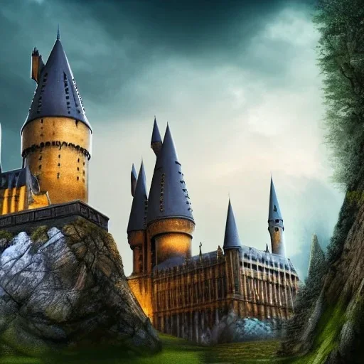 harry potter magical world with magical surroundings and lots of magic, realistic look with clarity, no building