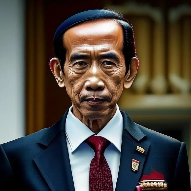 Joko Widodo The president of Republic Indonesia in militiary cyberpunk style