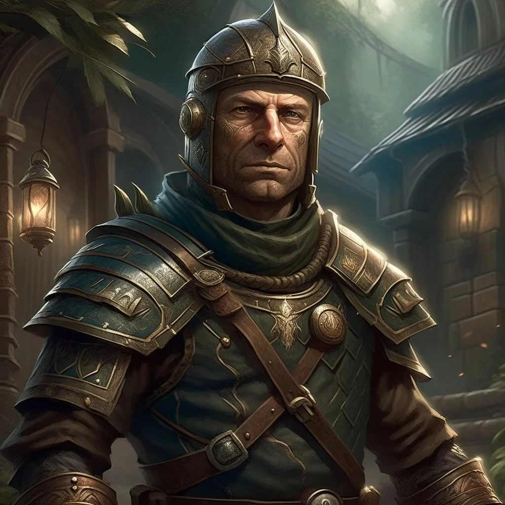 fantasy townsguard sergeant digital art portrait