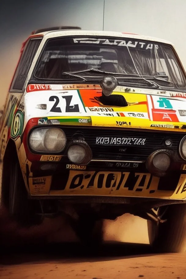 fiat 131 rally car Ethiopian with dreadlock man inside