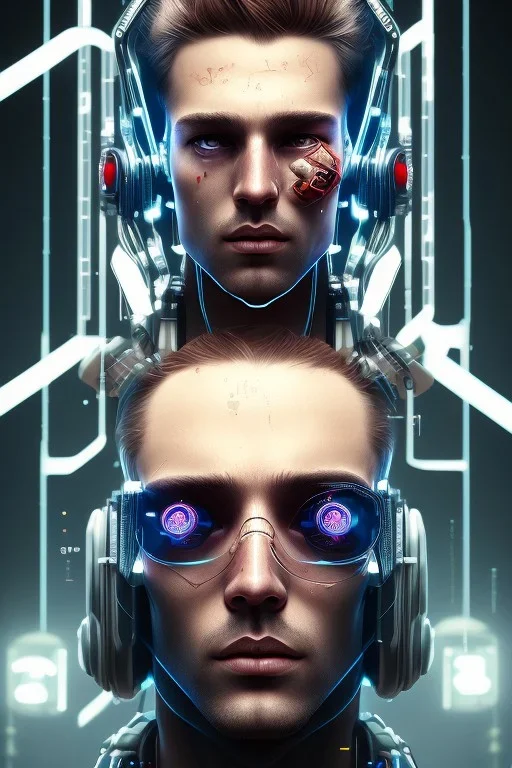 cyberpunk, head, men, portrai