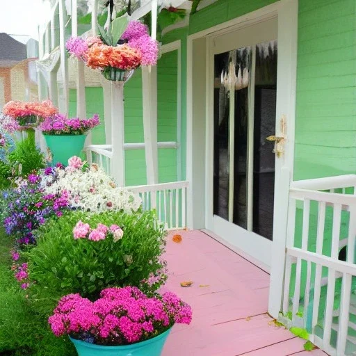 flower porch pastel colors