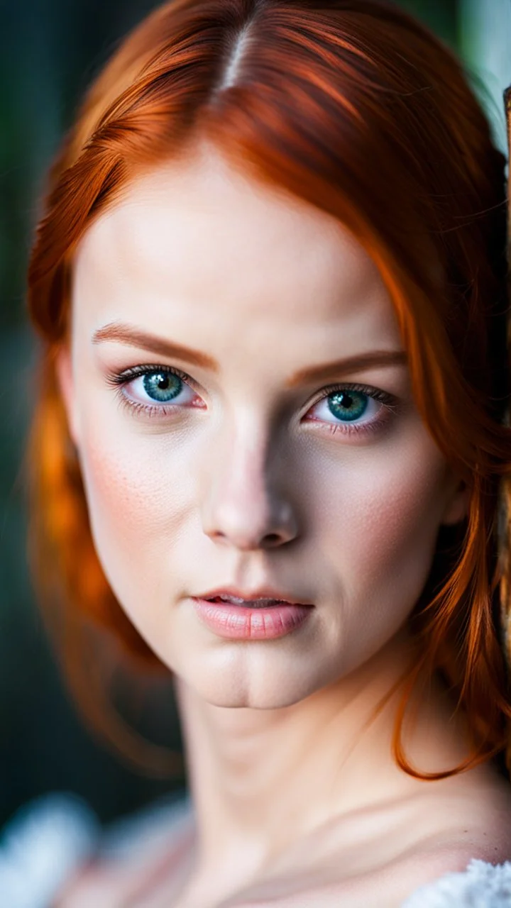 portrait of a pretty young red head with heterochromia