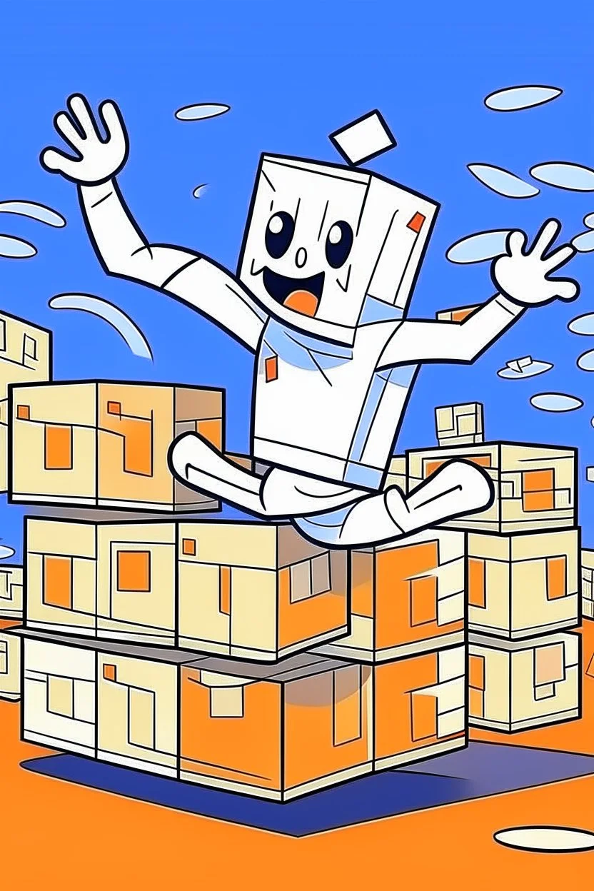 GHOST SQUARE BOXES CARTOON DANCING STYLE OF HIROKU OGAI