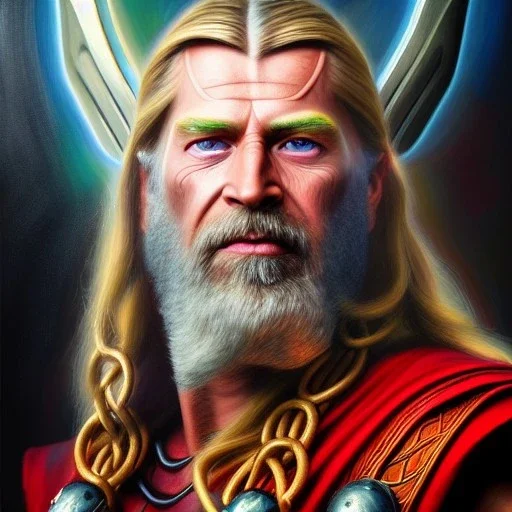 ultra detailed fullbody portrait in oil of old Thor , extremely detailed digital painting, extremely detailed face,crystal clear eyes, in the style of Keith Parkinson and Ohrai Noriyoshi and Ken Kelley robert e howard and pablo oliveira , mystical colors, perfectly centered image, perfect composition, rim light, beautiful lighting,8k, stunning scene, raytracing