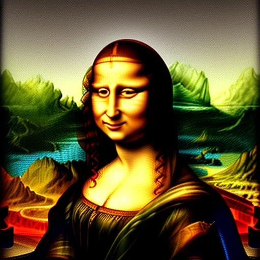 Crayon painting of Mona Lisa