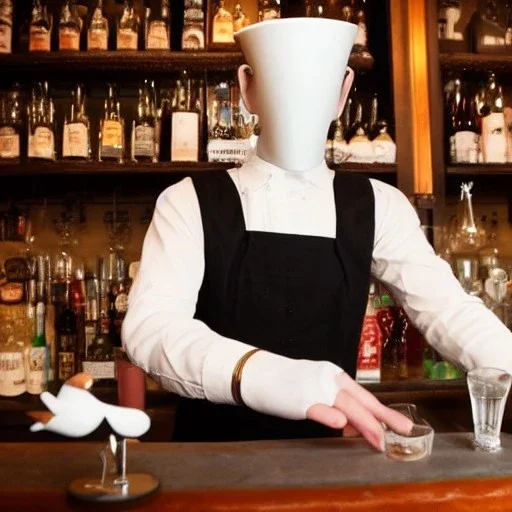 A Humanoid White Duck Being a Bartender in a Tavern