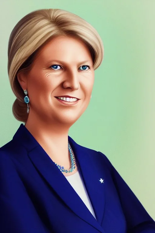 Pretty Portrait of a rich conservative norwegian female president in 2068