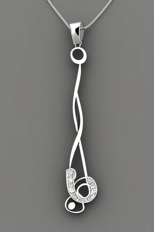 White gold crystal-shaped pendant in the shape of a musical note