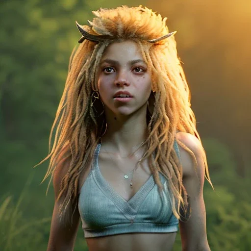 Shakira, artist, Realistic image, waist up portrait. perfect eyes, glow, circle iris. concept art, smooth, unreal engine 5, god lights, ray tracing, RTX, lumen lighting, ultra detail, volumetric lighting, 3d, finely drawn, high definition, 4k.