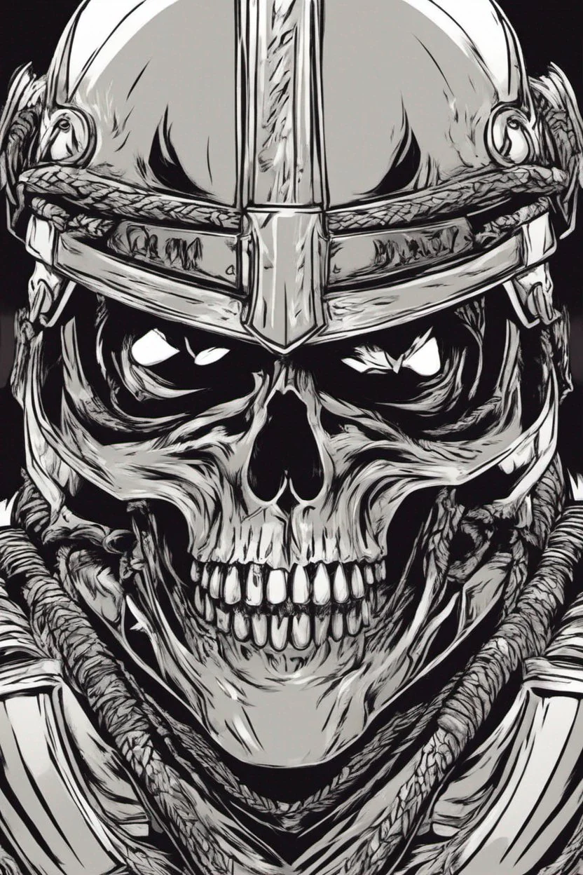 WARRIOR skull helmet, comic style, portrait