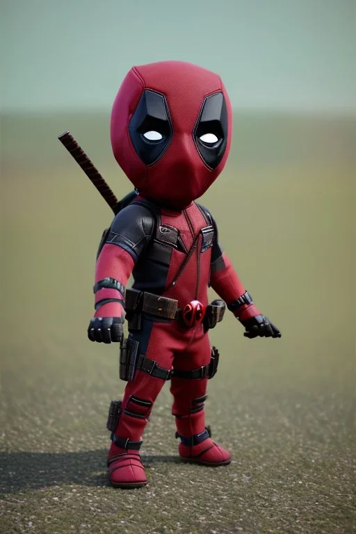 Deadpool toddler, full body, bokeh, hyper realistic