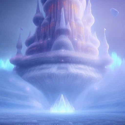 ice kingdom digital painting,a crystal - clear ice, majestic, ice fractal, Fantasy, Illustration,Character Design, magician, pink color, interior starship mother ship