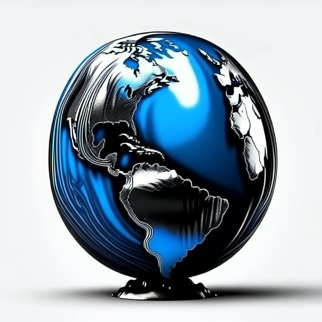 realistic globe with waterfall black and blue color