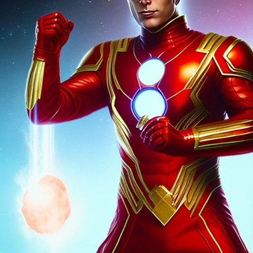 Cosmic super hero, Red costume,8k HD image,