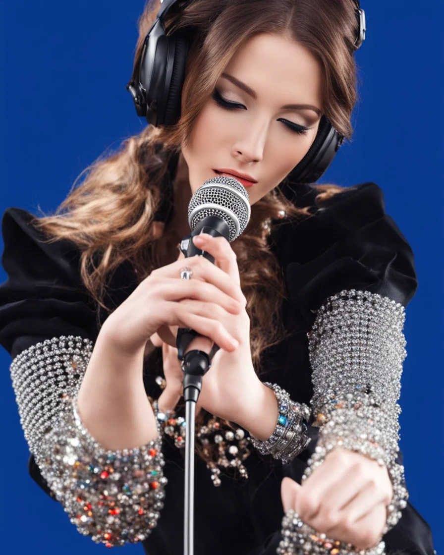 female Singer with microphone