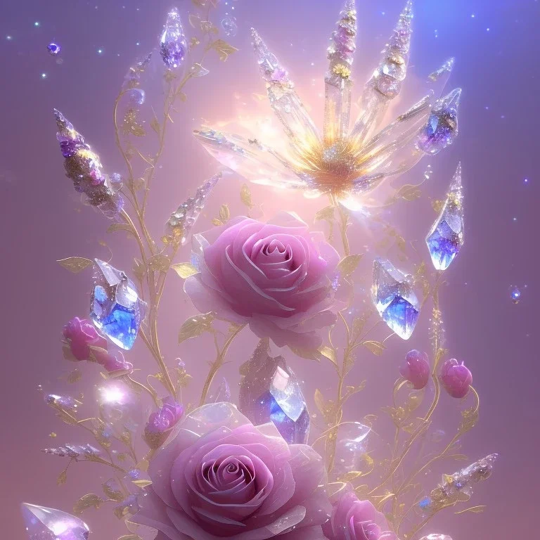 one big crystal subtle flower in a galactic ambiance with a beautiful fairy, transparent petals, delicate colors, in the foreground, full of details, smooth，soft light atmosphere, light effect，vaporwave colorful, concept art, smooth, extremely sharp detail, finely tuned detail, ultra high definition, 8 k, unreal engine 5, ultra sharp focus