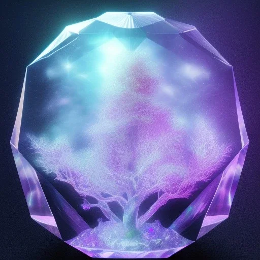 hedjuk,Tree of Life, crystal city crystalline in the sky, renderin, room, cosmic, opalescent, 100mm, opalescent, gemstones, crystals, object, other worldly,water, cristal rock ,bright, ice backg